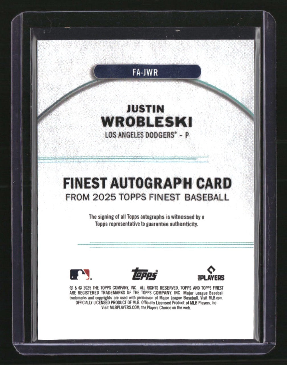2025 Finest Justin Wrobleski Finest Autographs