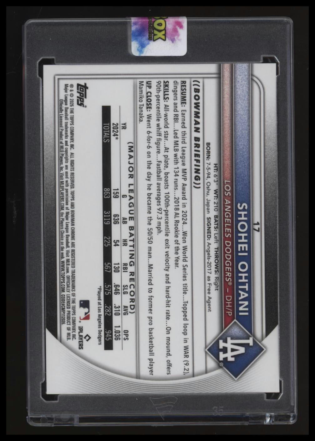 2025 Bowman Chrome Sapphire Edition Shohei Ohtani