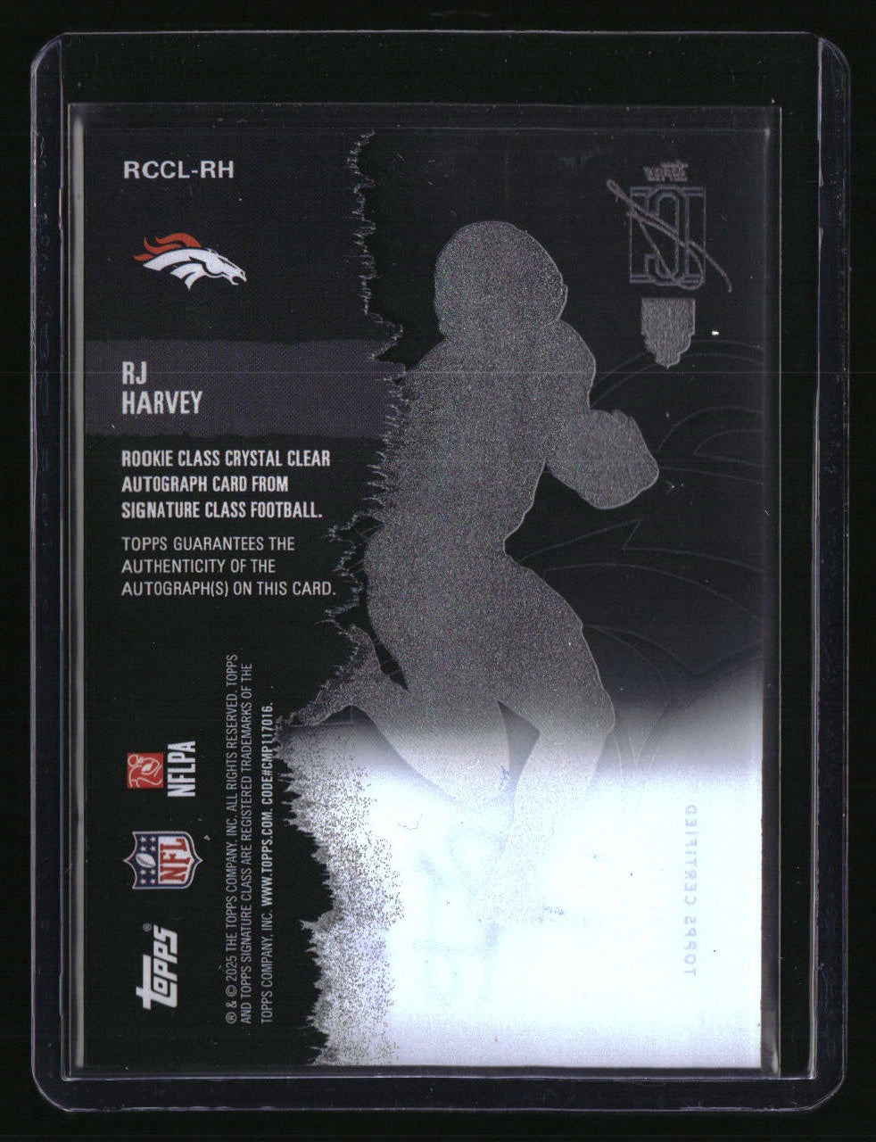2025 Topps Signature Class RJ Harvey Rookie Class Crystal Clear Autographs