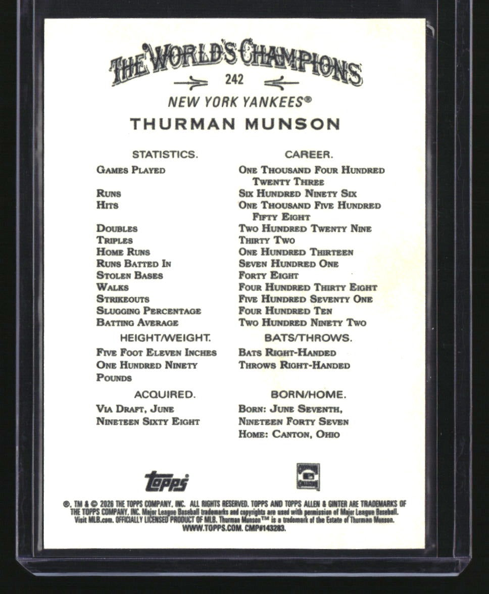 2026 Topps Allen & Ginter Thurman Munson Filagree Gold Foil #/50