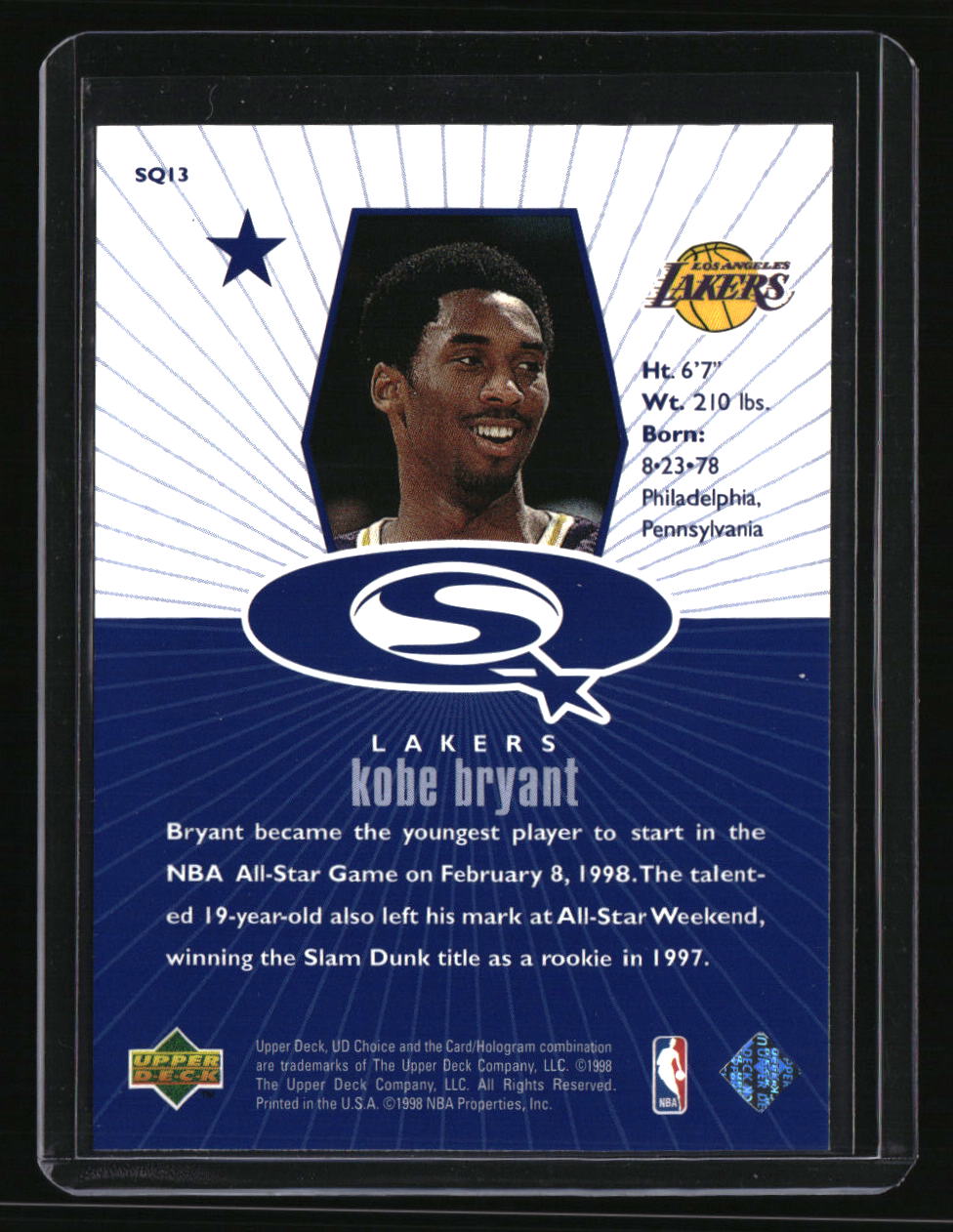 1998-99 UD Choice Kobe Bryant StarQuest Blue