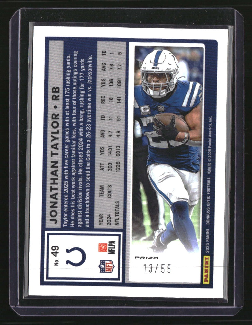 2025 Donruss Optic Jonathan Taylor Blue Mojo #/55