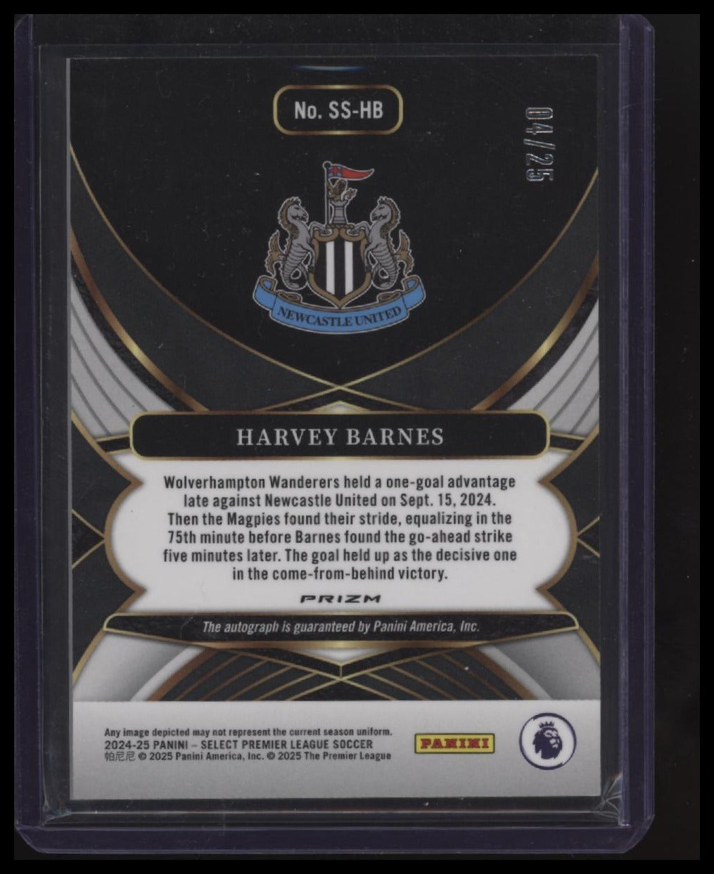 2024-25 Panini Select Premier League Harvey Barnes Signatures Tie-Dye #/25