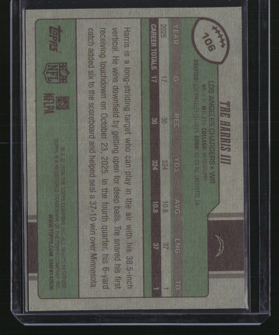 2026 Topps Flagship Tre Harris III Vintage Stock Variations #/99