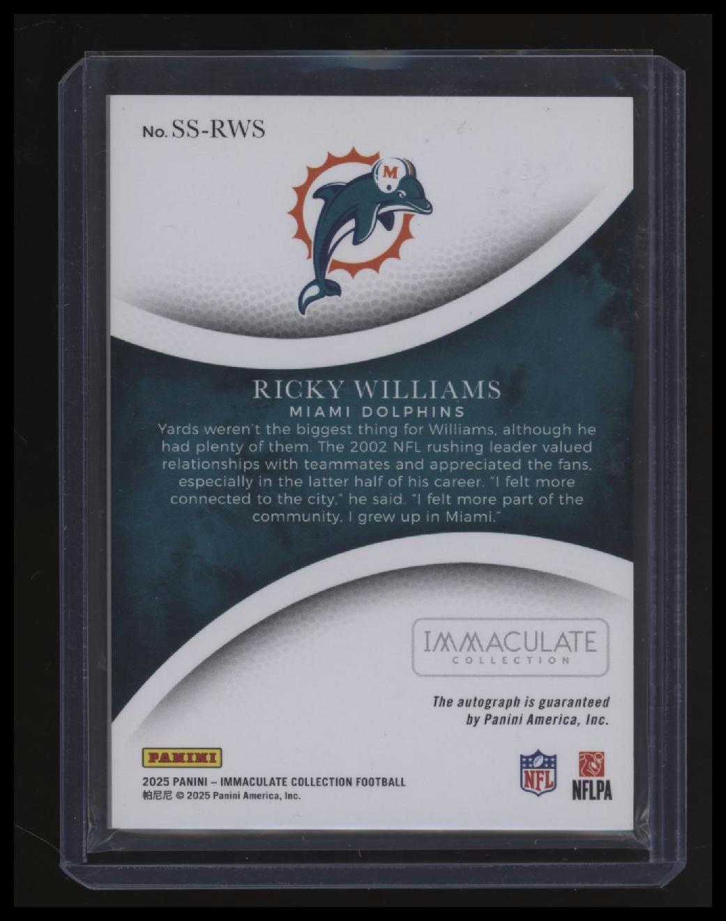 2025 Panini Immaculate Collection Ricky Williams Sophisticated Signatures #/49
