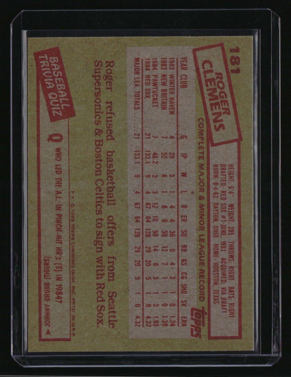 1985 Topps Roger Clemens
