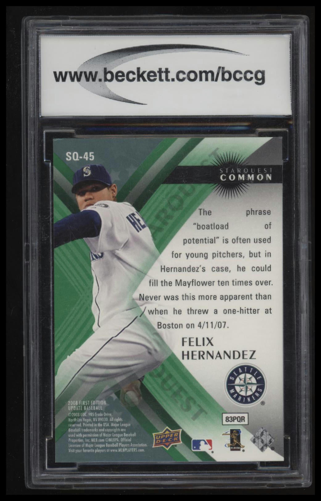 2008 Upper Deck First Edition Star Quest Felix Hernandez BCCG 10.0