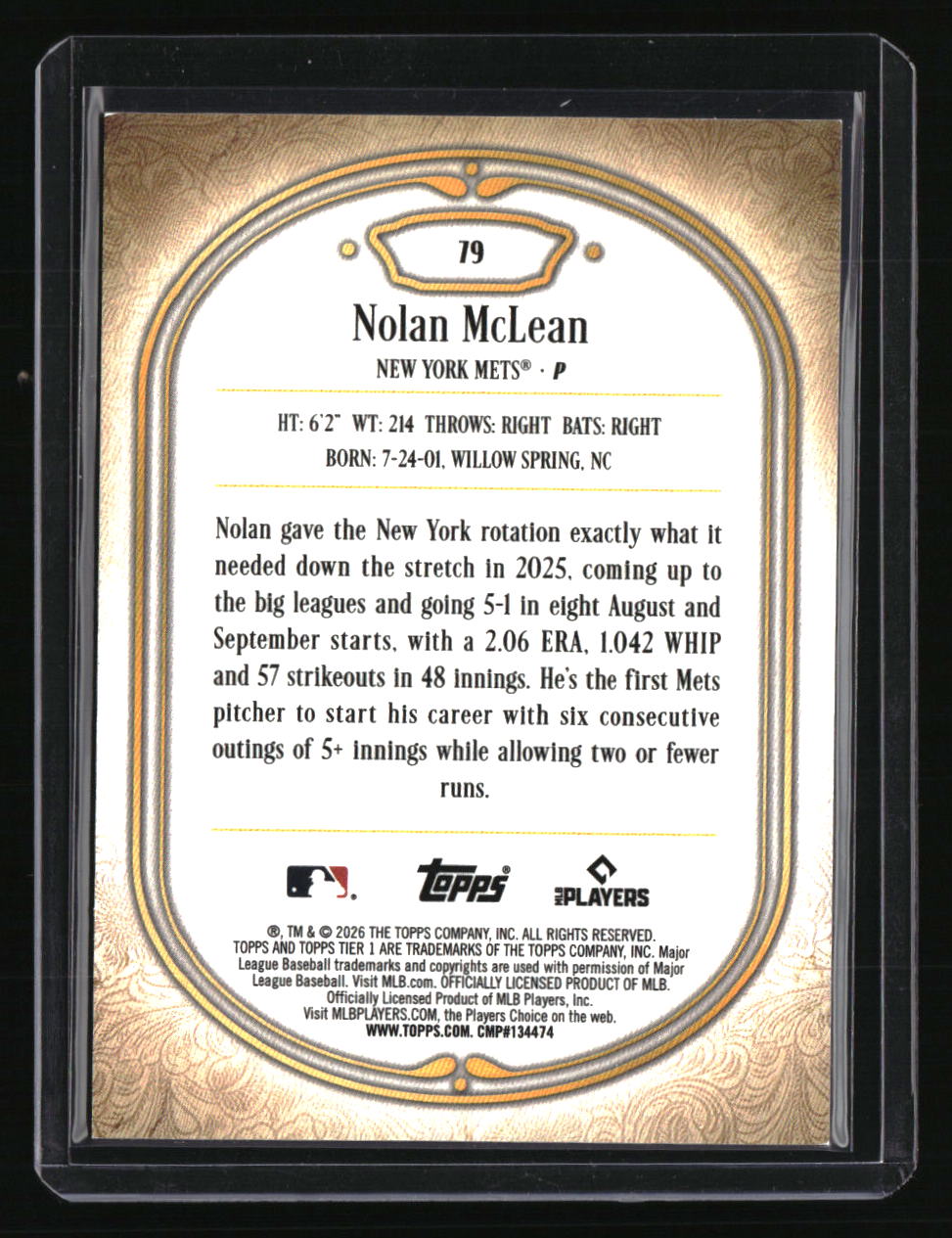 2026 Topps Tier One Nolan McLean Green #/99