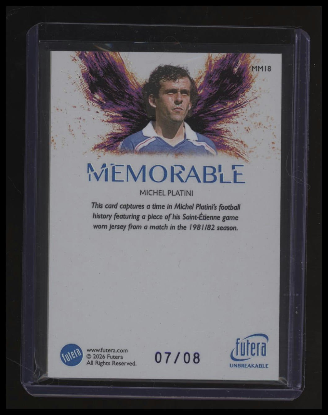 2026 Futera World Football Unbreakable Michel Platini Memorable Blue #/8