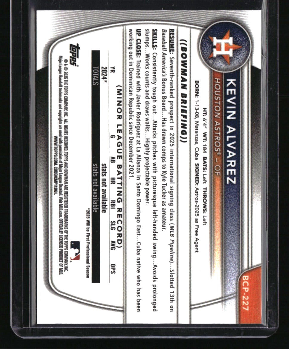2025 Bowman Chrome Kevin Alvarez Prospects Reptilian Green #/99