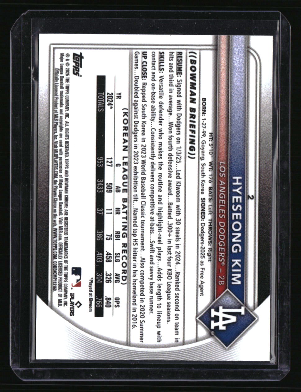 2025 Bowman Chrome Hyeseong Kim Image Variation