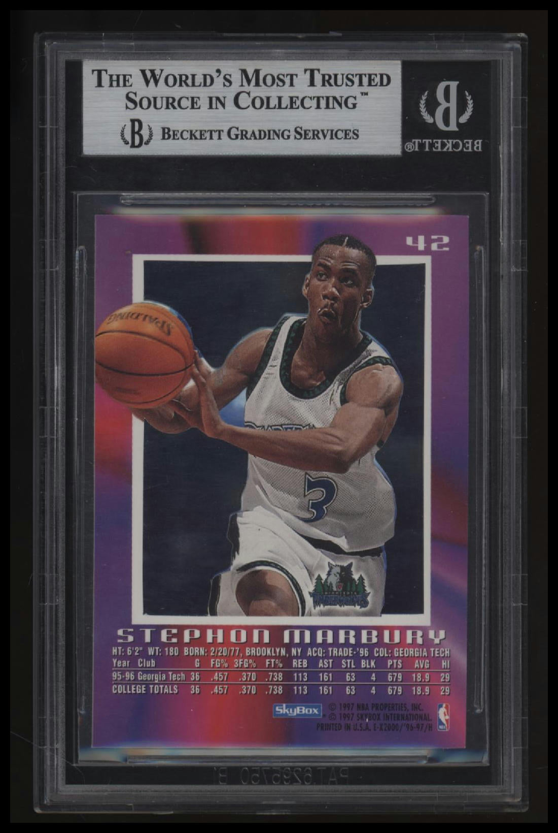 1996-97 E-X2000 Stephon Marbury RC BGS 9.0