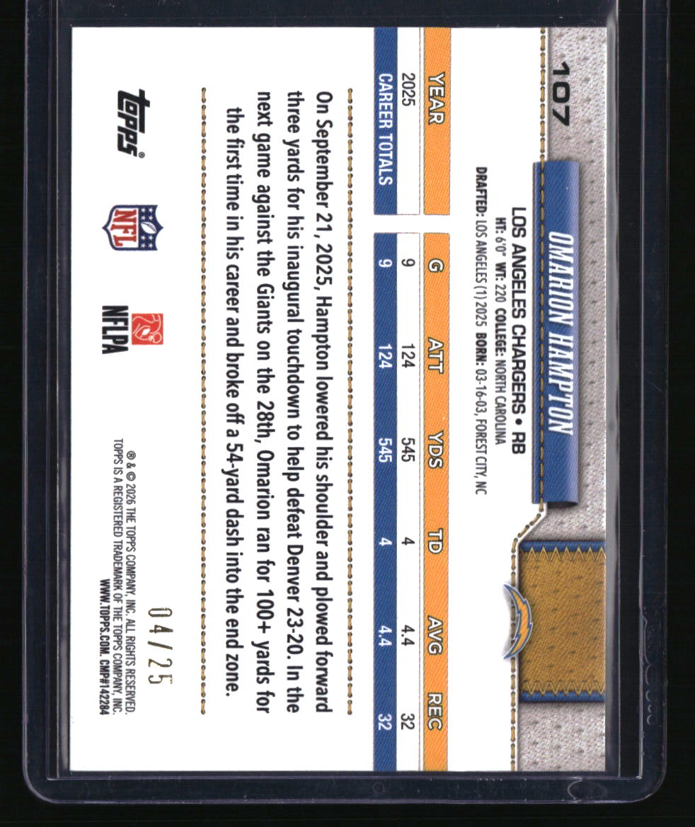 2026 Topps Flagship Omarion Hampton Camo #/25