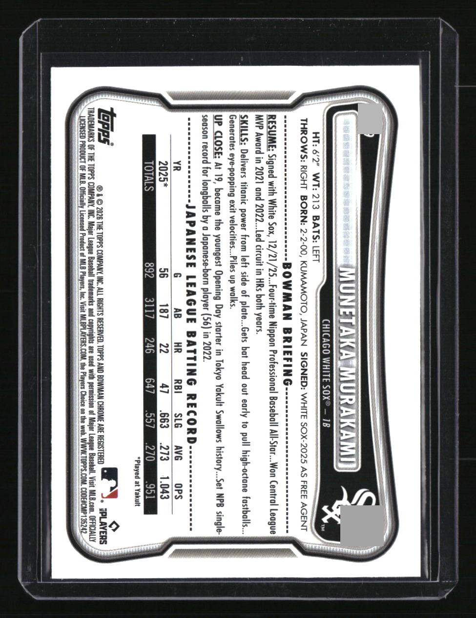 2026 Bowman Munetaka Murakami Sky Blue #/499