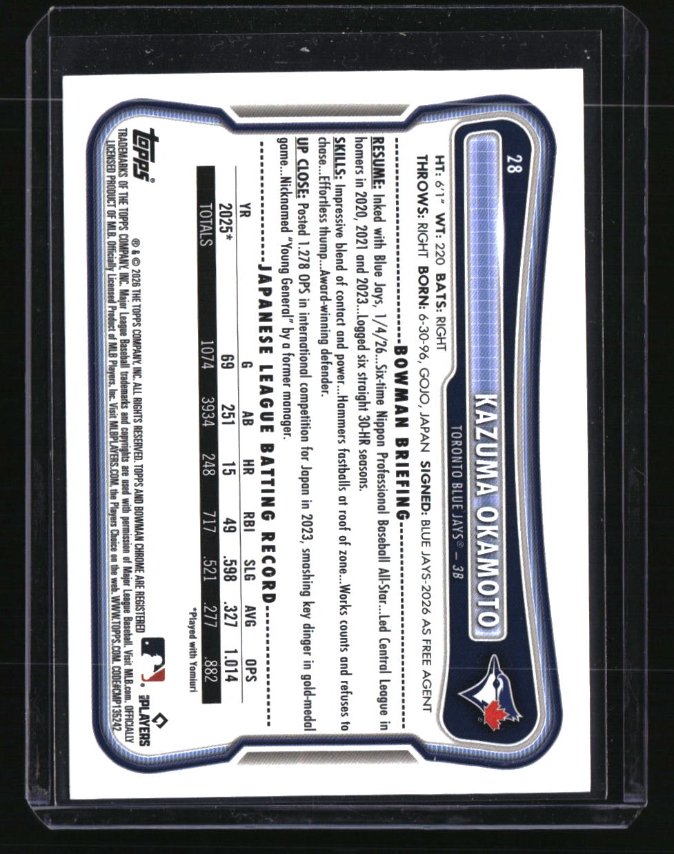 2026 Bowman Kazuma Okamoto Pink #/175