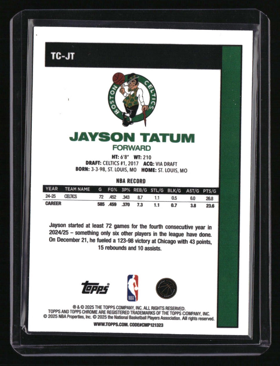 2025-26 Topps Jayson Tatum 1980-81 Chrome Basketball Blue Mojo Refractor #/150