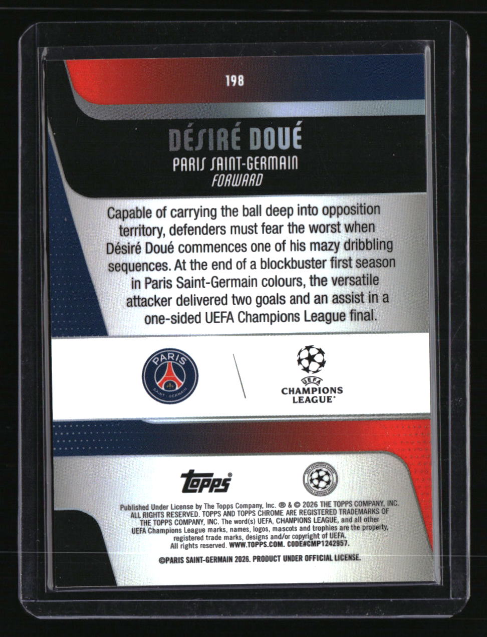 2025-26 Topps UEFA Club Competitions Désiré Doué Gold Inferno Holo #/50