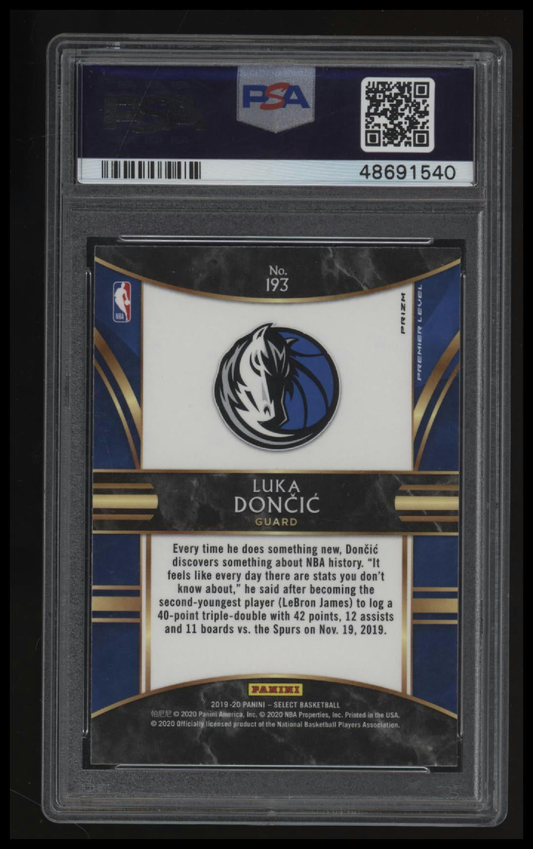 2019 Panini Select Luka Doncic Red Wave PSA 10