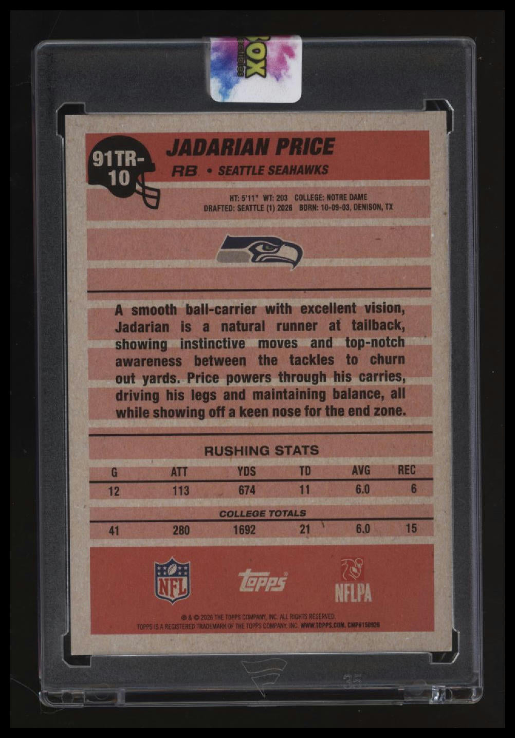 2026 Topps Flagship Jadarian Price 35th Anniversary Rookies Black #/10