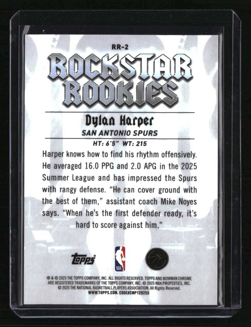 2025-26 Bowman Dylan Harper Rockstar Rookies Aqua Refractor #/125