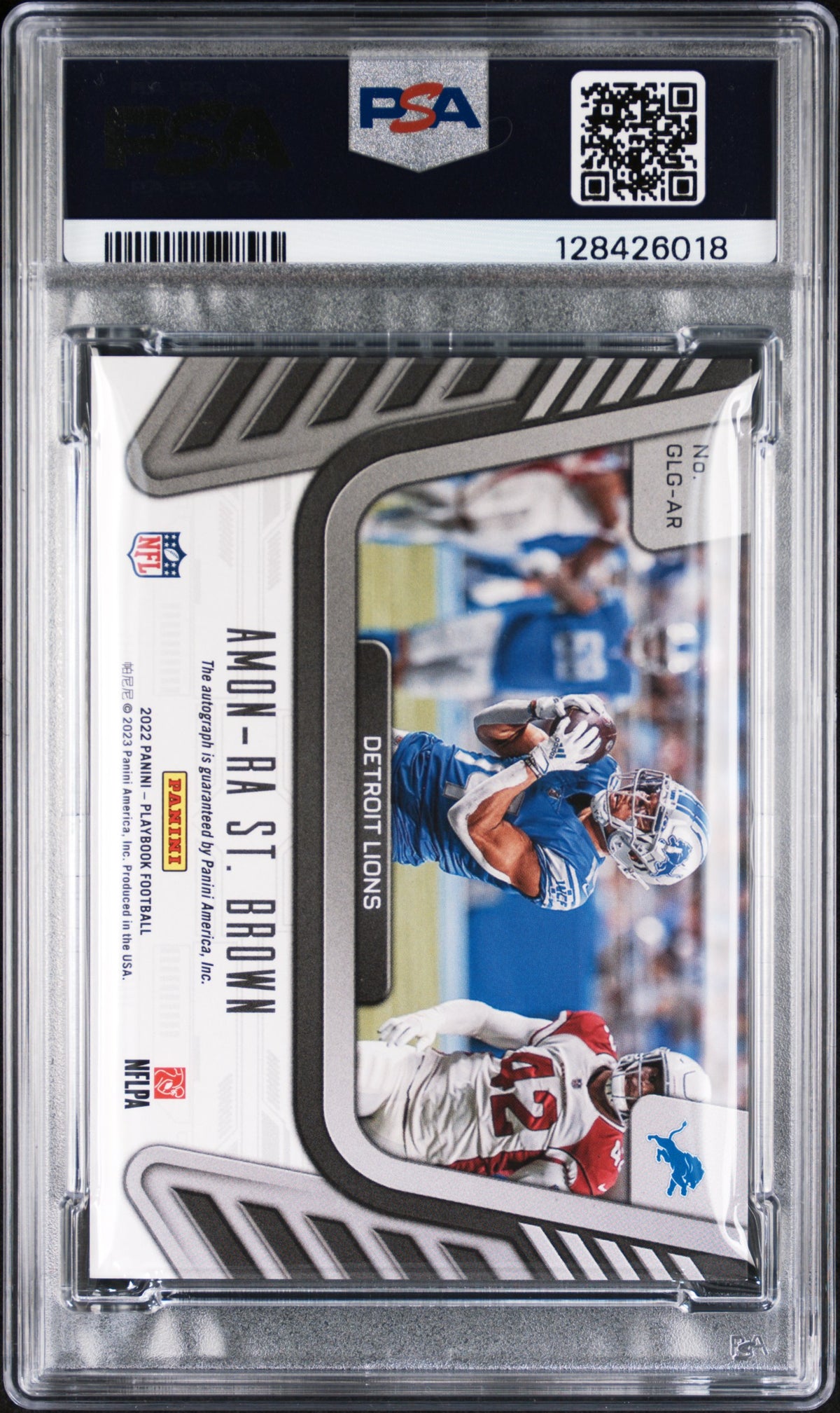 2022 Panini Playbook Goal Line Graphs Amon-Ra St. Brown Platinum PSA 10