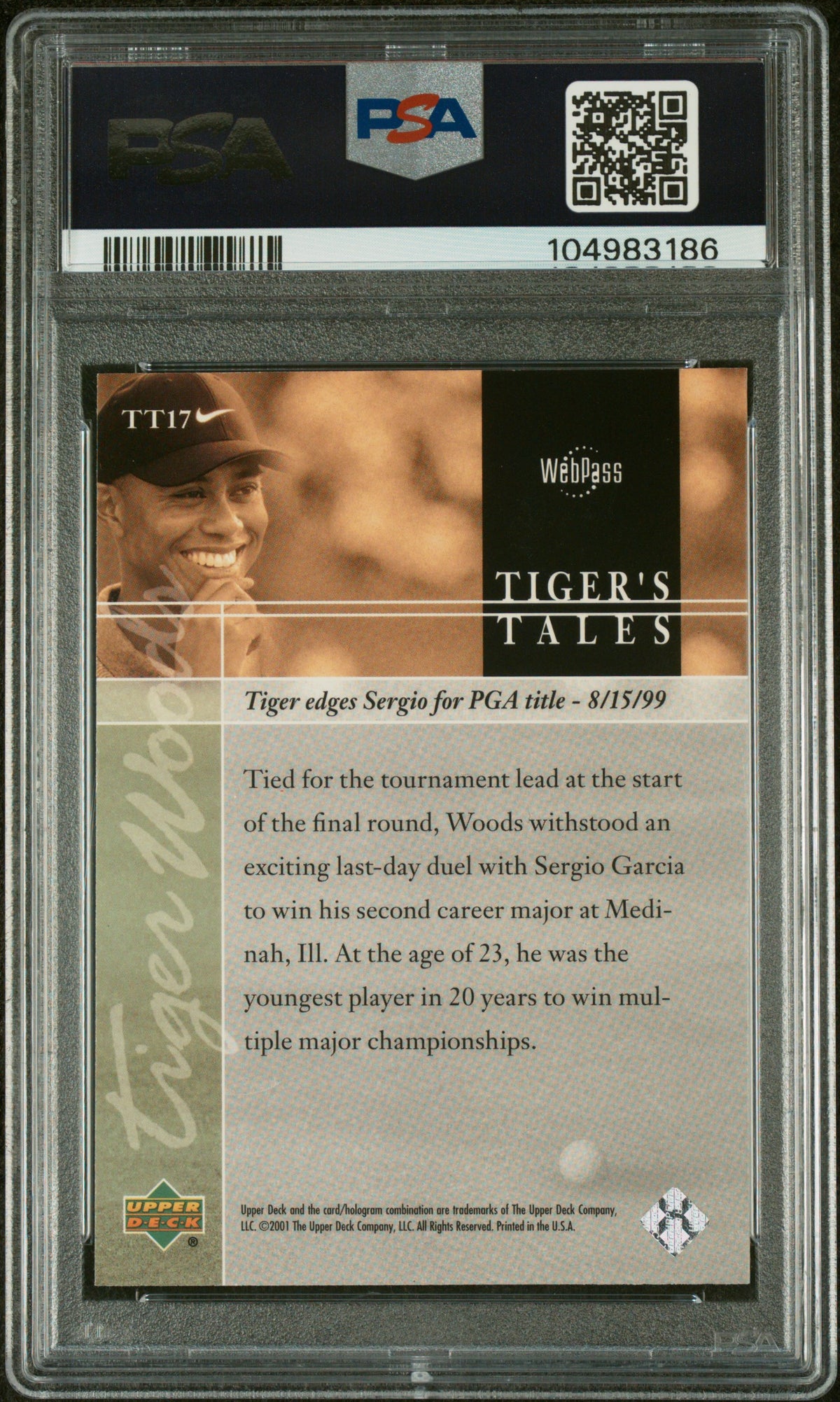 2001 Upper Deck Tiger'S Tales Tiger Woods #TT17 PSA 9