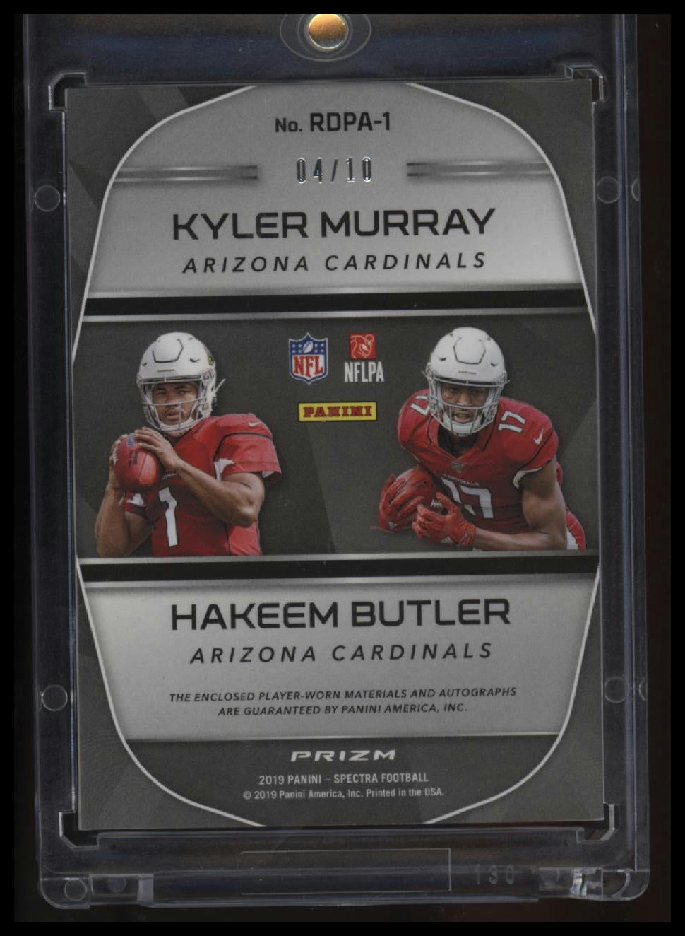 2019 Panini Spectra Hakeem Butler / Kyler Murray Rookie Dual Patch Autos #/10