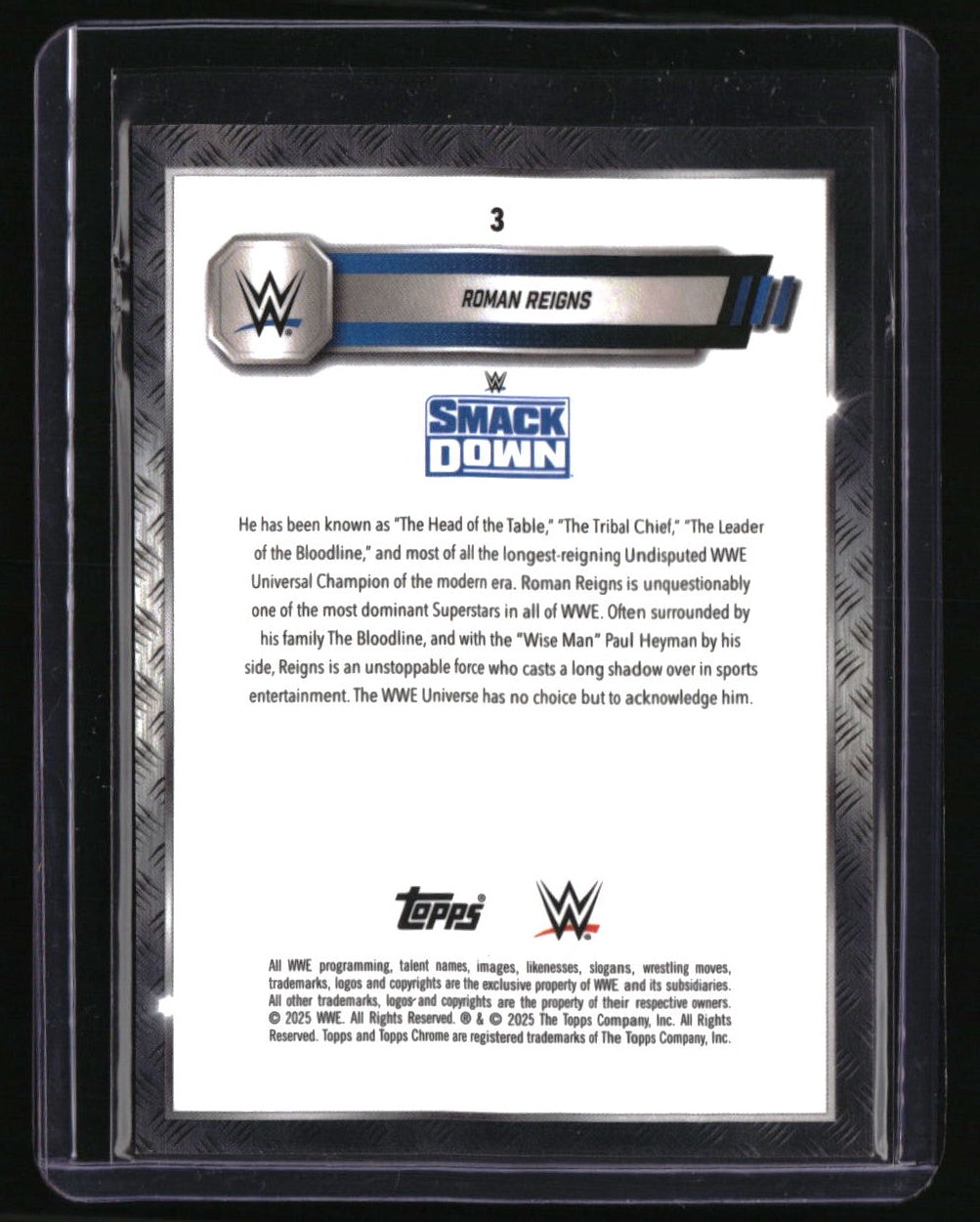 2025 Topps Chrome WWE Roman Reigns Steel Cage Refractor #/37