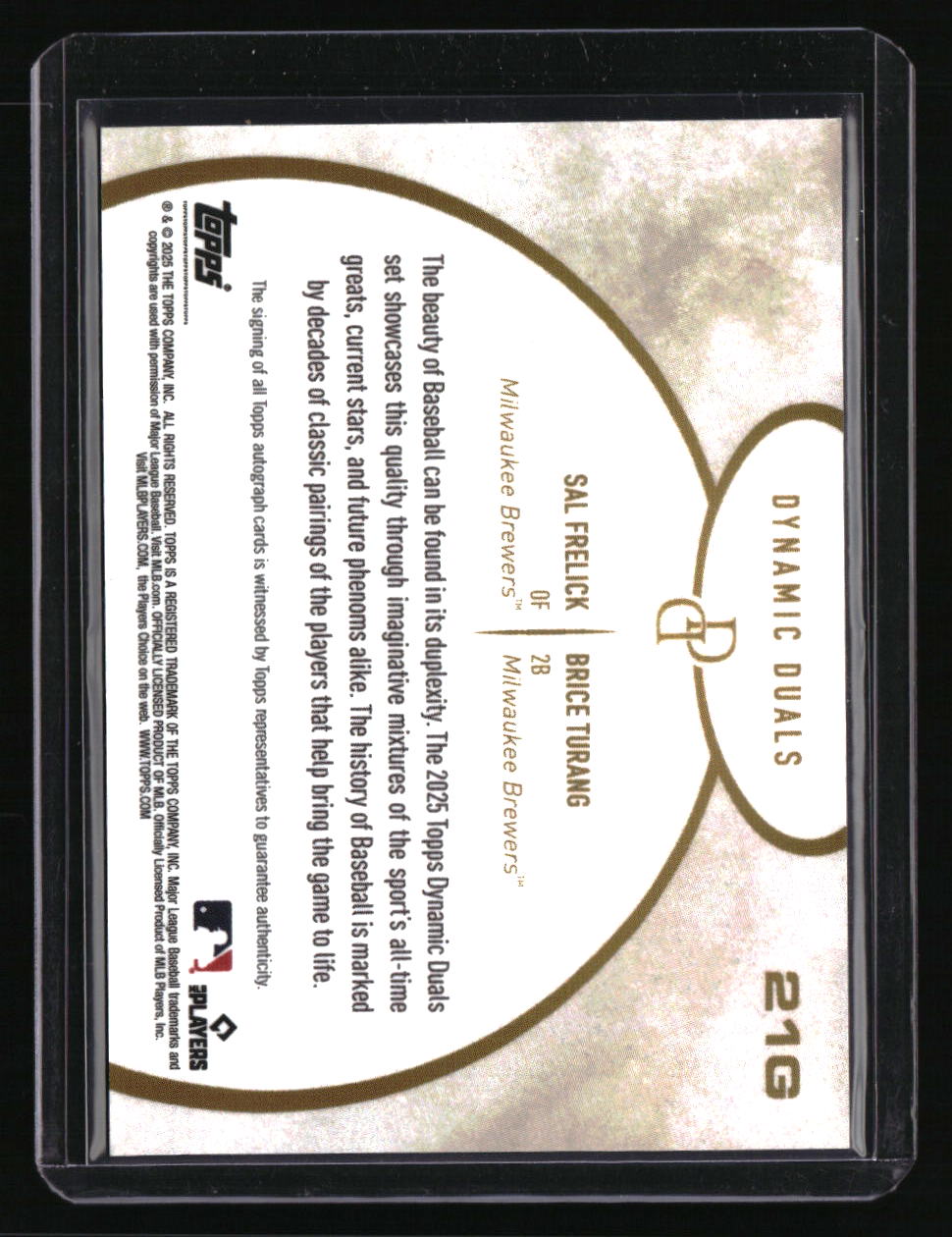 2025 Topps Dynamic Duals Sal Frelick / Brice Turang Dual Autographs Purple #/99