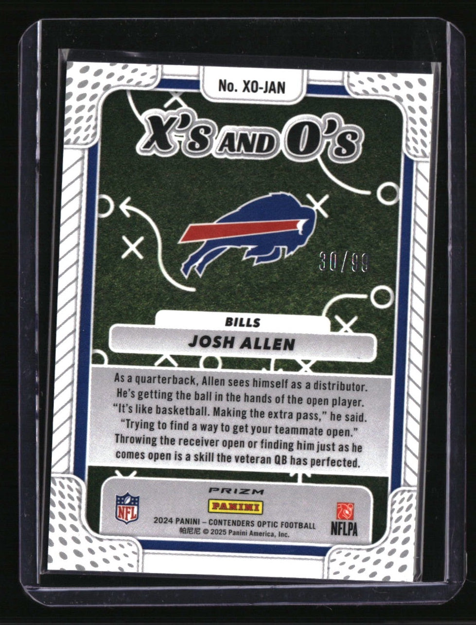2024 Panini Contenders Optic Josh Allen Xs and Os Blue #/99
