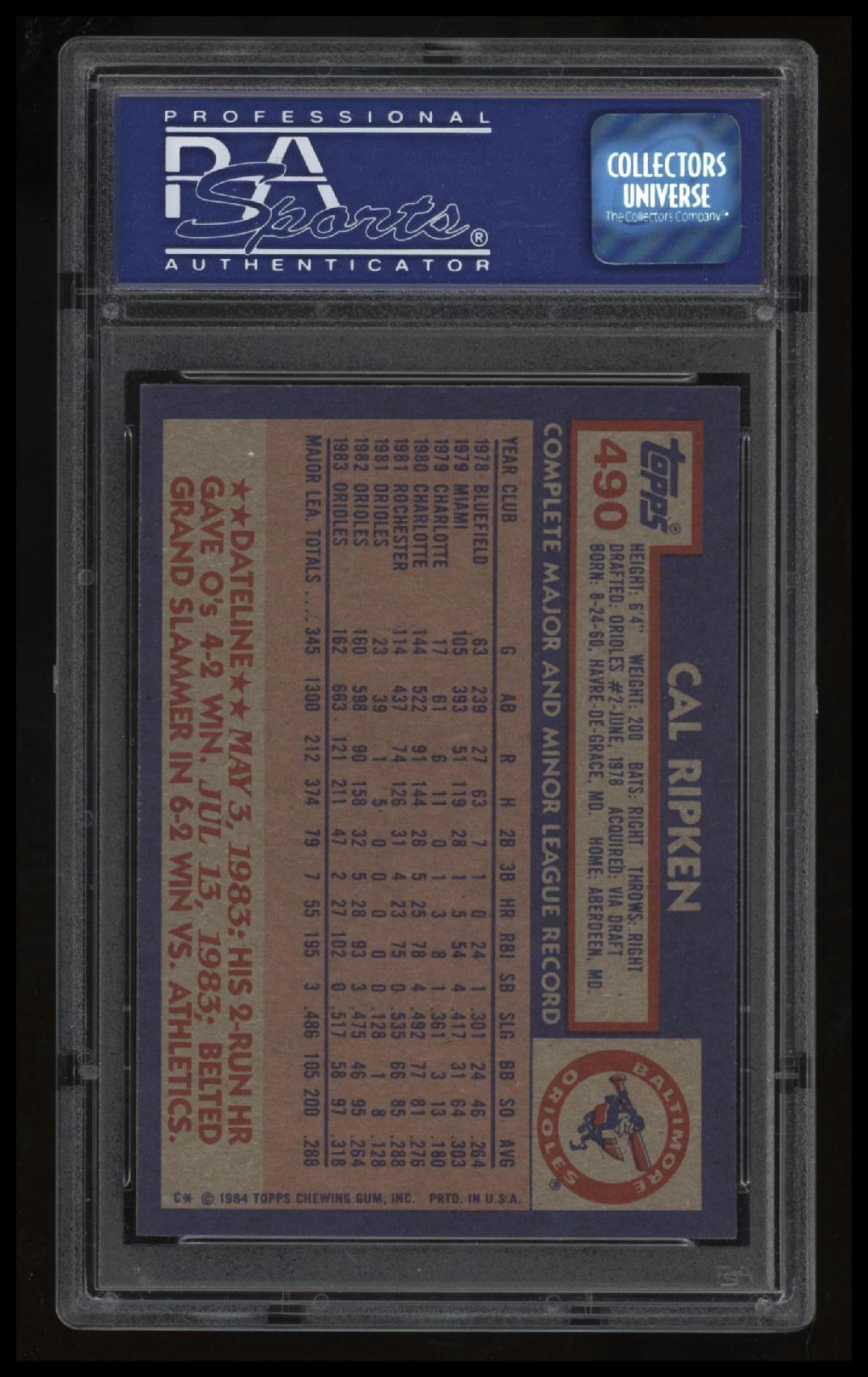 1984 Topps Cal Ripken Jr. PSA 9