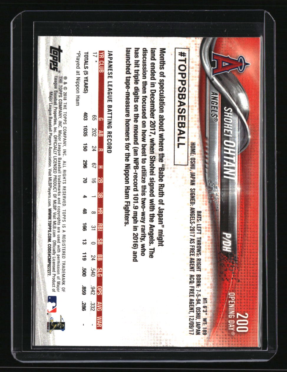 2018 Topps Opening Day Shohei Ohtani