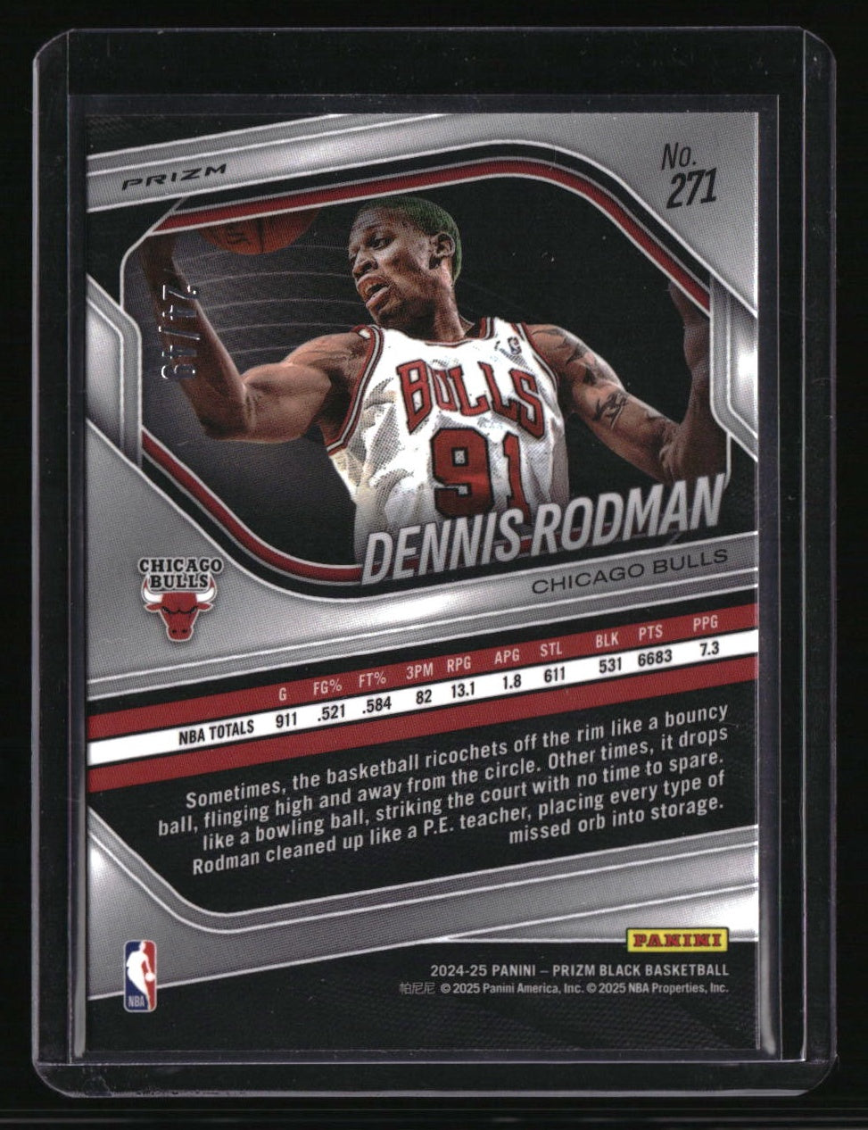 2024-25 Panini Prizm Black Dennis Rodman Orange Prizms #/49