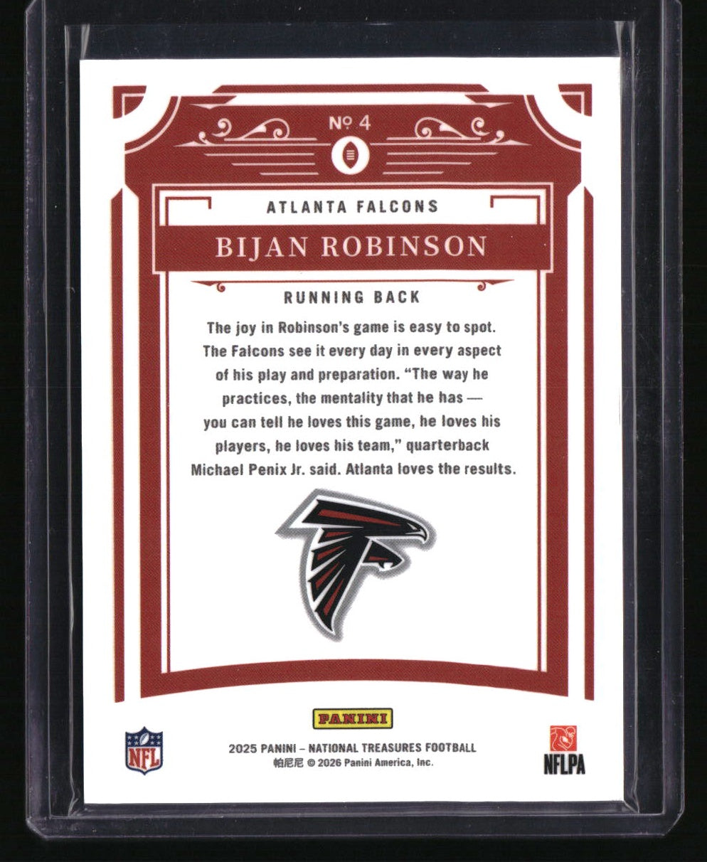 2025 Panini National Treasures Bijan Robinson Purple #/75