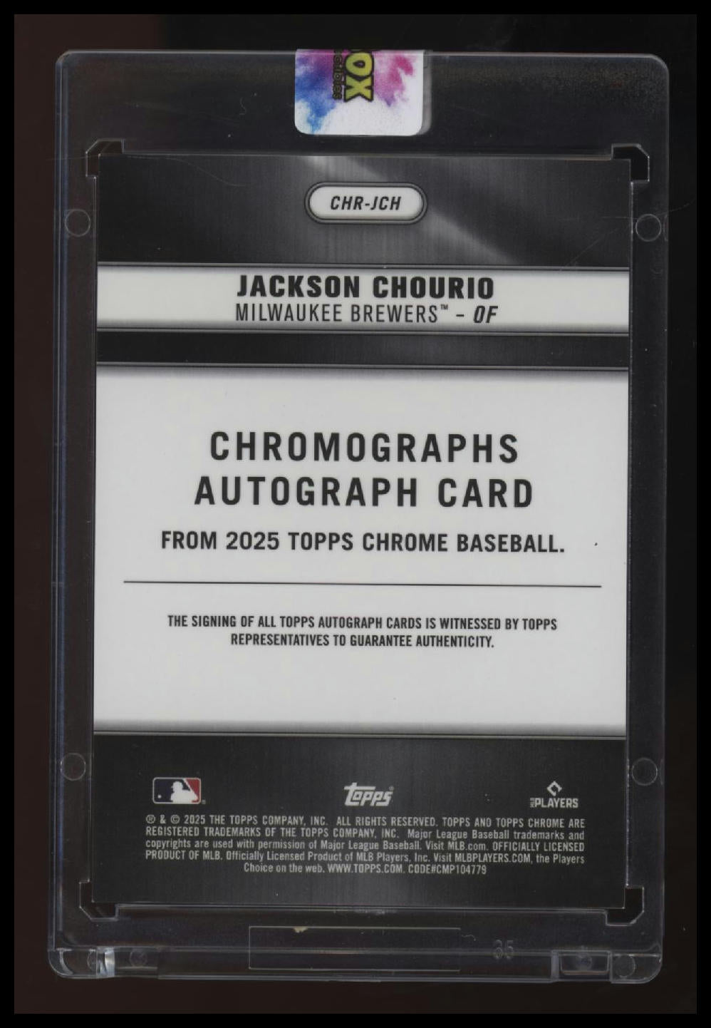 2025 Topps Chrome Jackson Chourio Chromographs Orange Refractors #/25