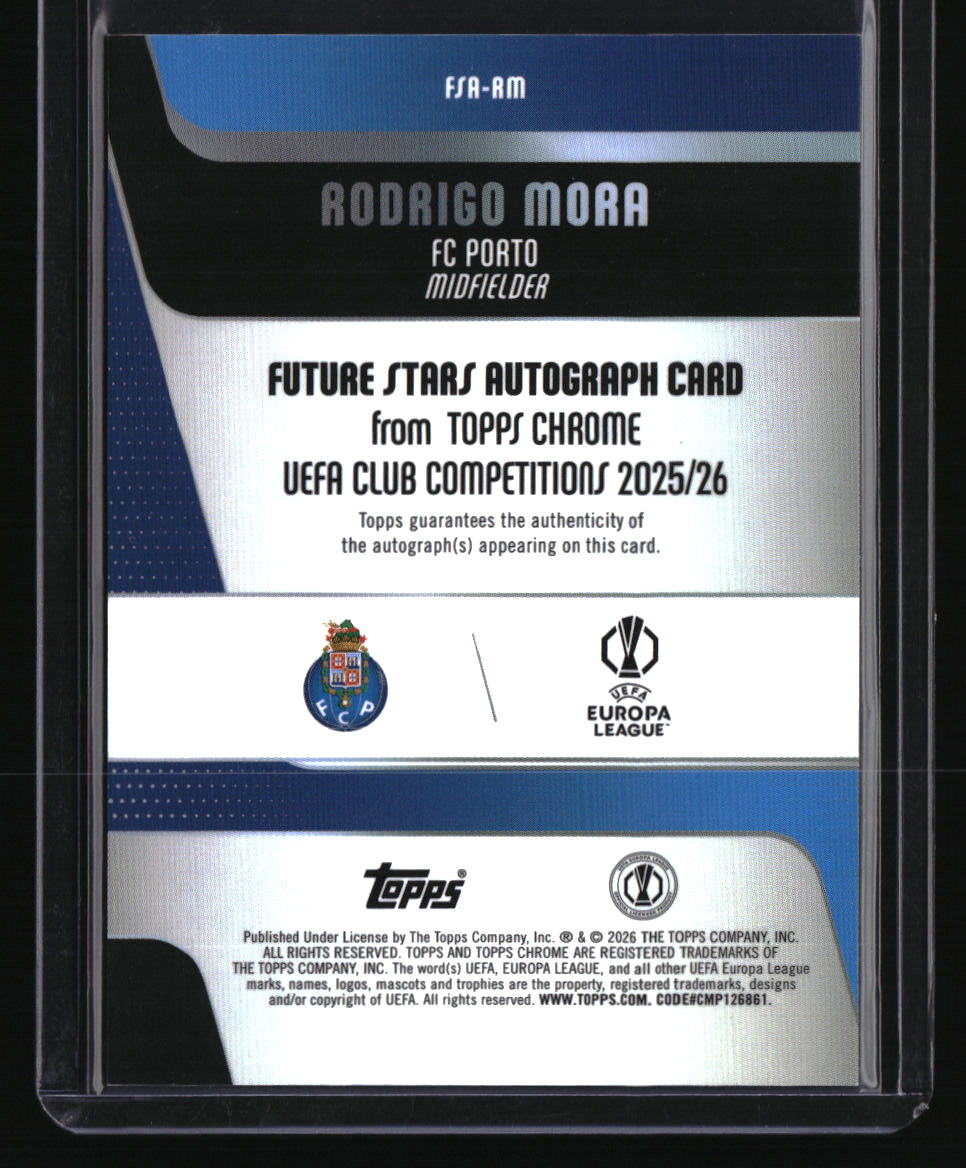 2025-26 Topps Chrome UEFA Club Rodrigo Mora Future Stars Auto Gold Geo. #/50