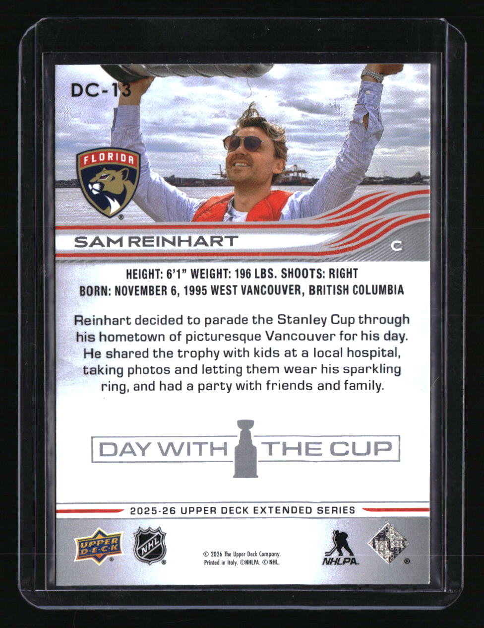 2025-26 Upper Deck Sam Reinhart Day With the Cup