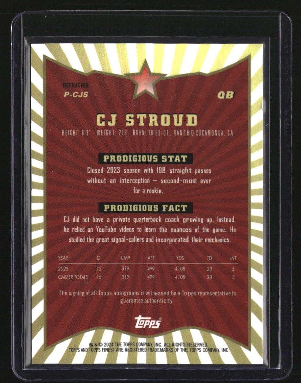 2024 Finest CJ Stroud Prodigies Autographs Refractor