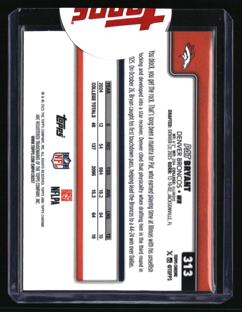 2025 Topps Chrome Pat Bryant Blue Geometric Refractor #/150