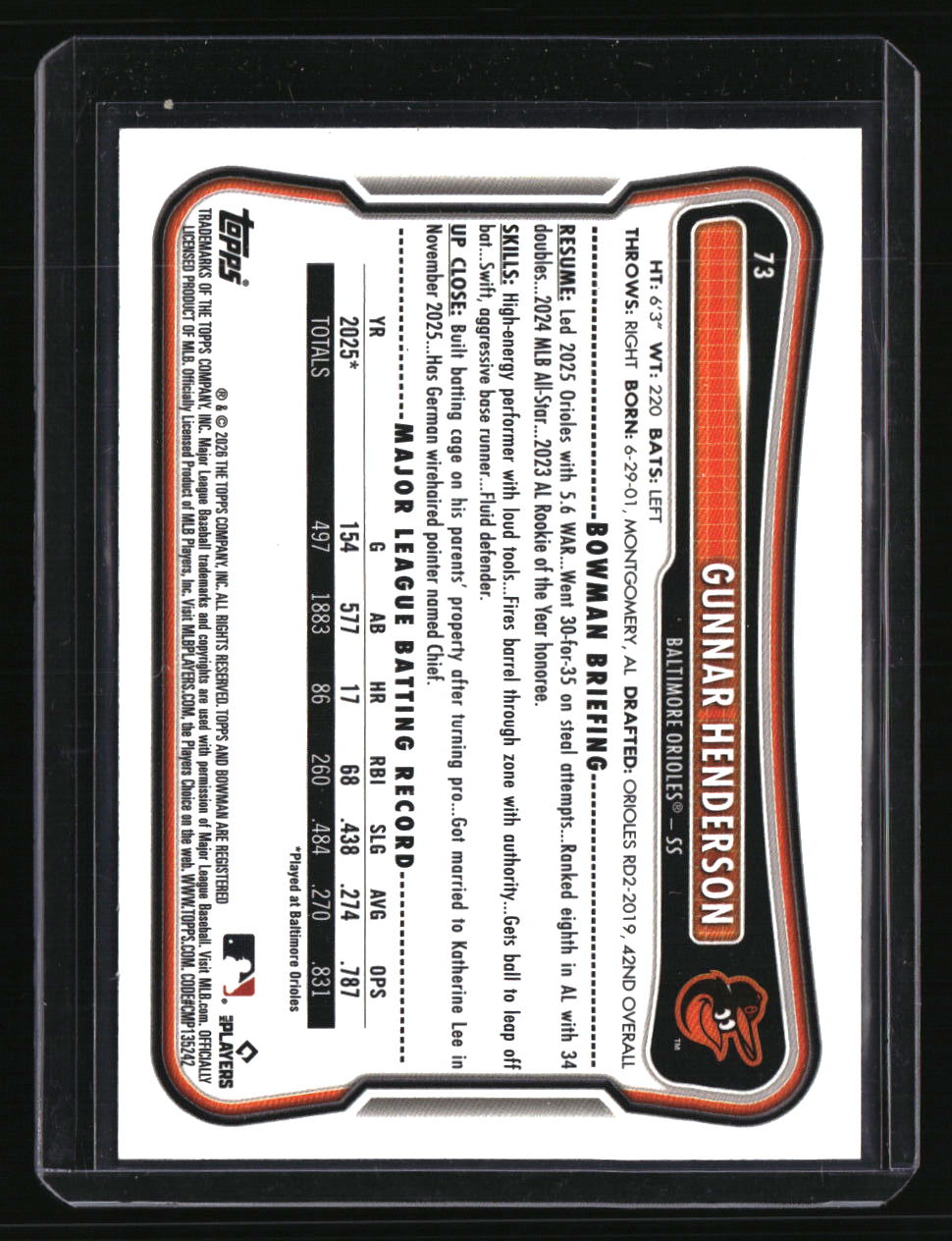 2026 Bowman Gunnar Henderson Orange Pattern #/25