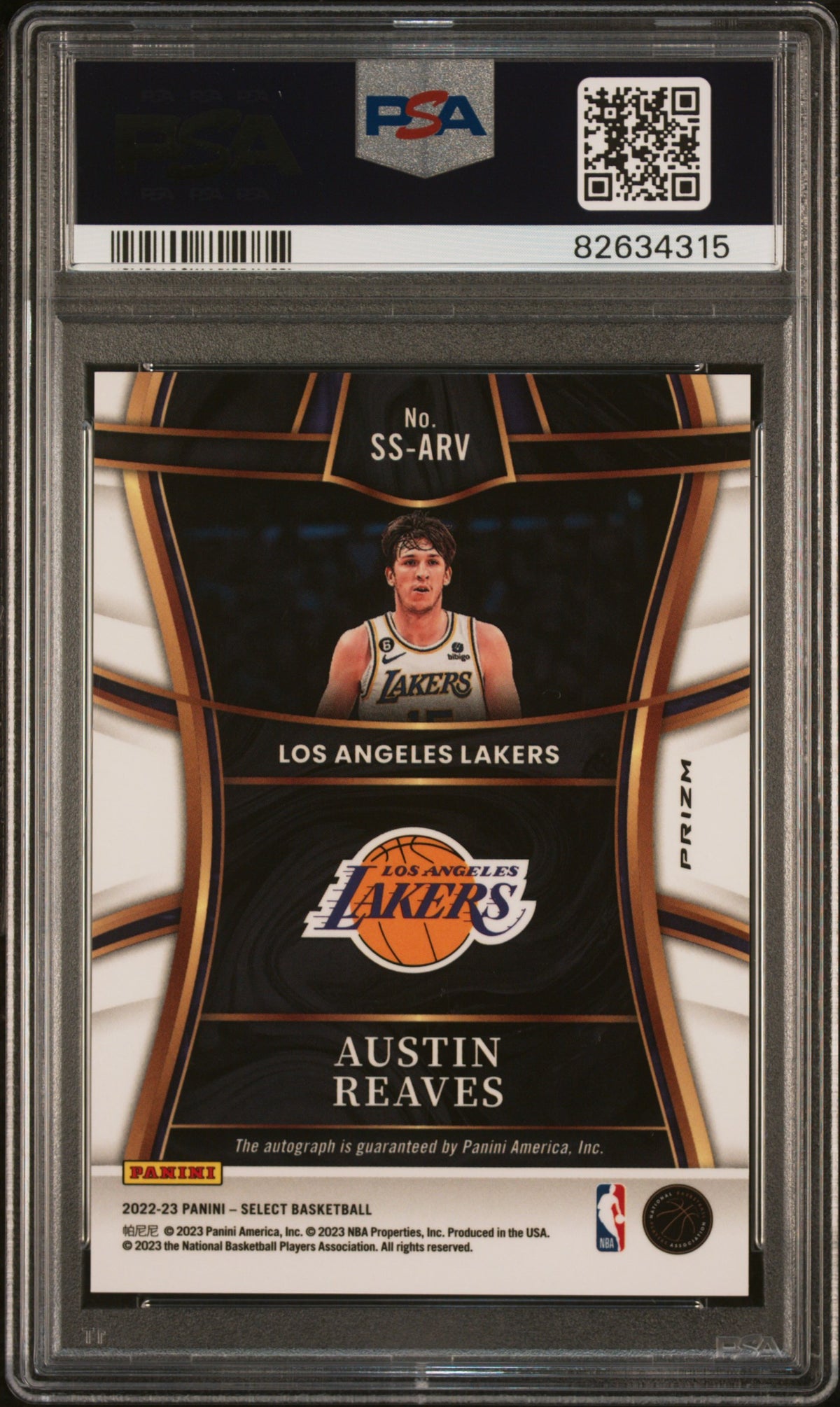 2022 Panini Select Signature Selections Austin Reaves PSA 10