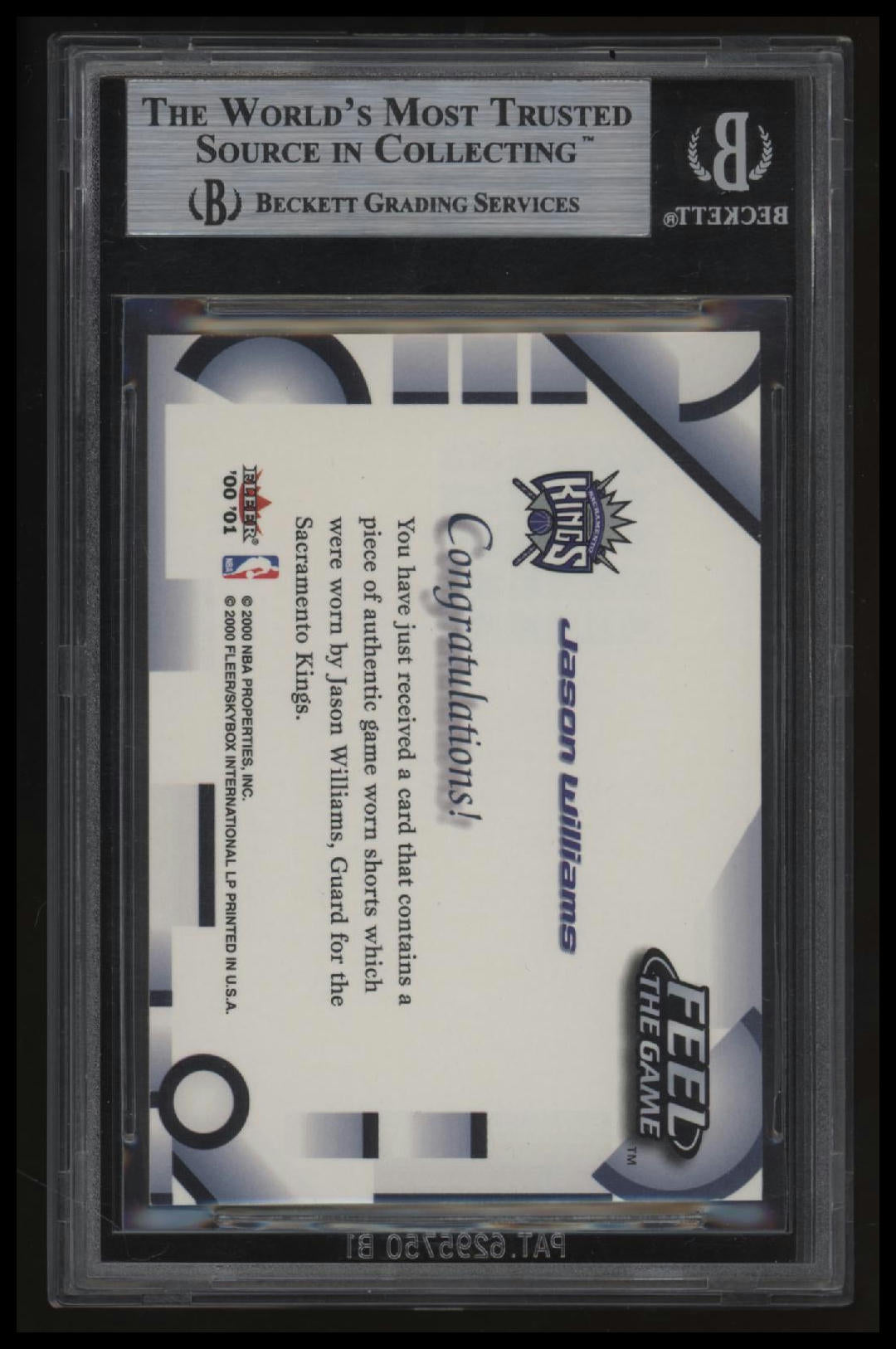 2000-01 Fleer Feel the Game Jason Williams BGS 8.5