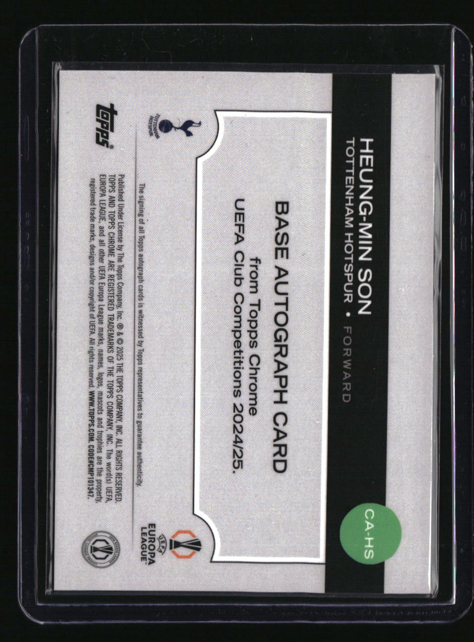 2024-25 Topps Chrome UEFA CC Heung-min Son Auto Magenta Lava Refractor #/75