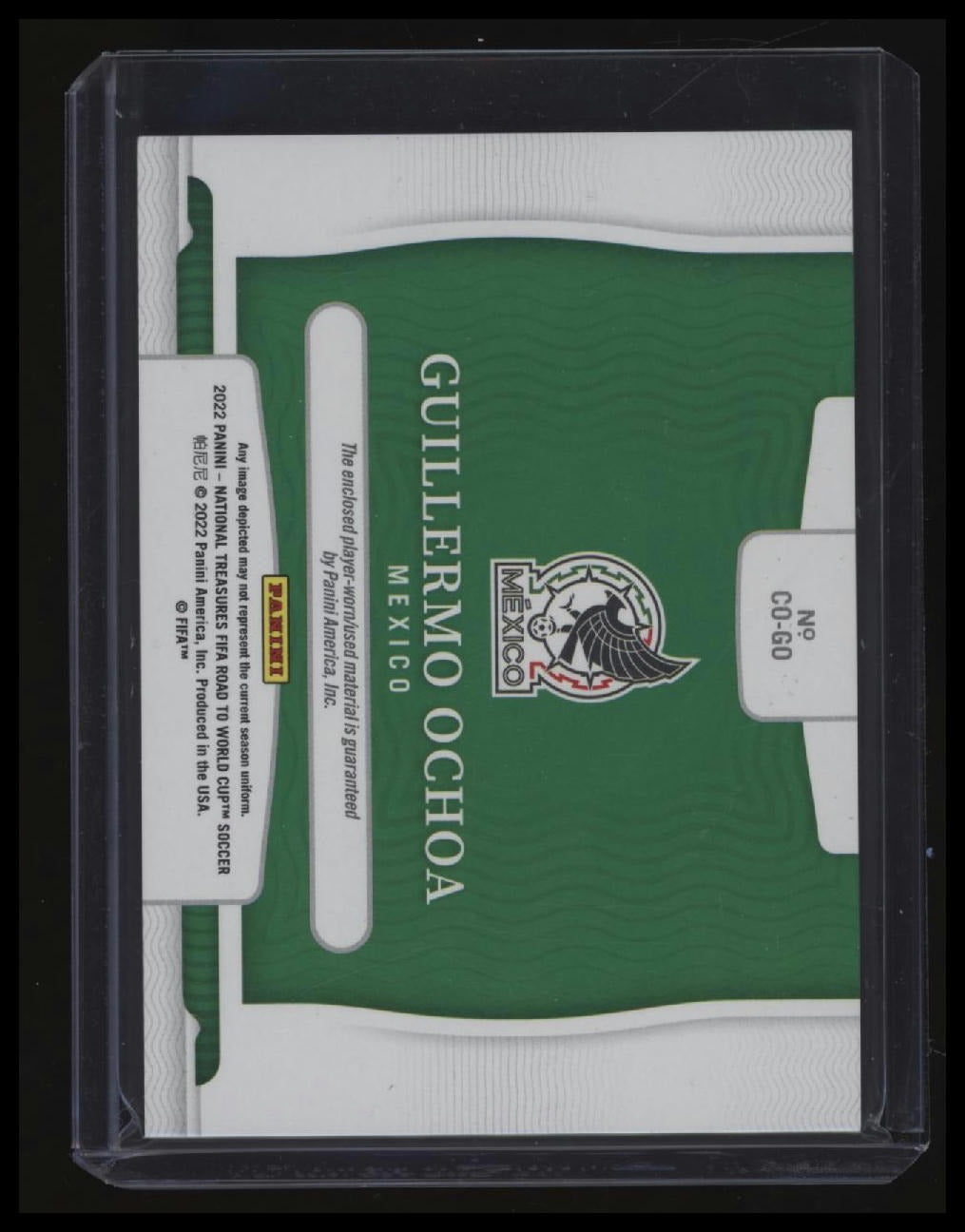 2022 National Treasures FIFA Road to World Cup Guillermo Ochoa Materials #/99