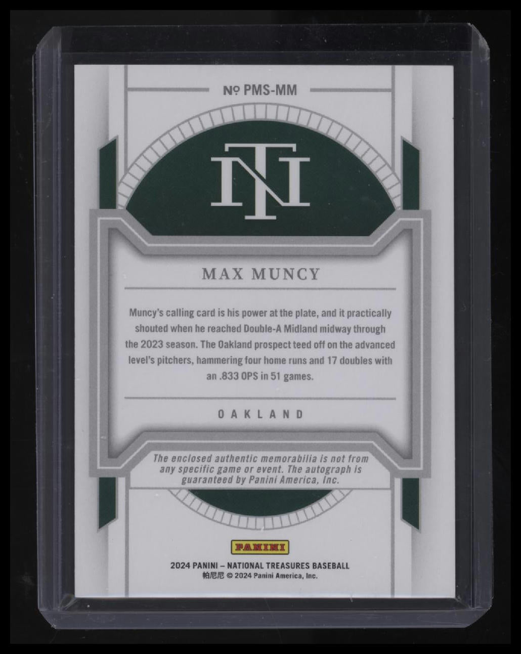 2024 Panini National Treasures Max Muncy Prospect Material Signatures #/99