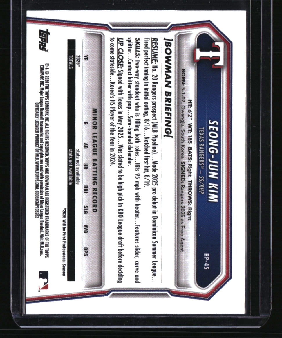 2026 Bowman Seong-Jun Kim Prospects Blue #/150