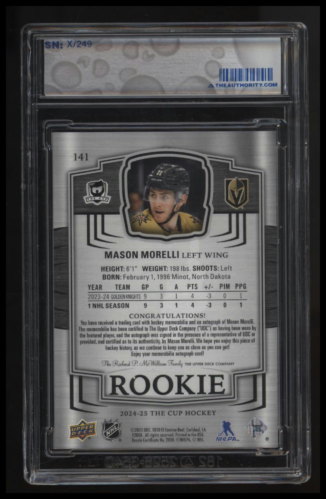 2024-25 Upper Deck The Cup Mason Morelli #/249
