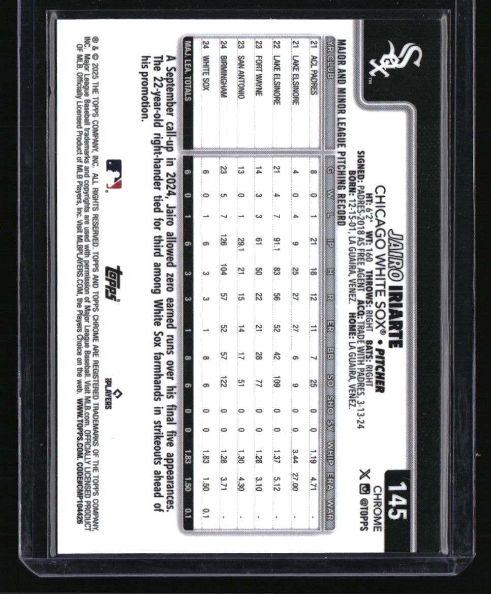 2025 Topps Chrome Jairo Iriarte Red Geometric Refractors #/5