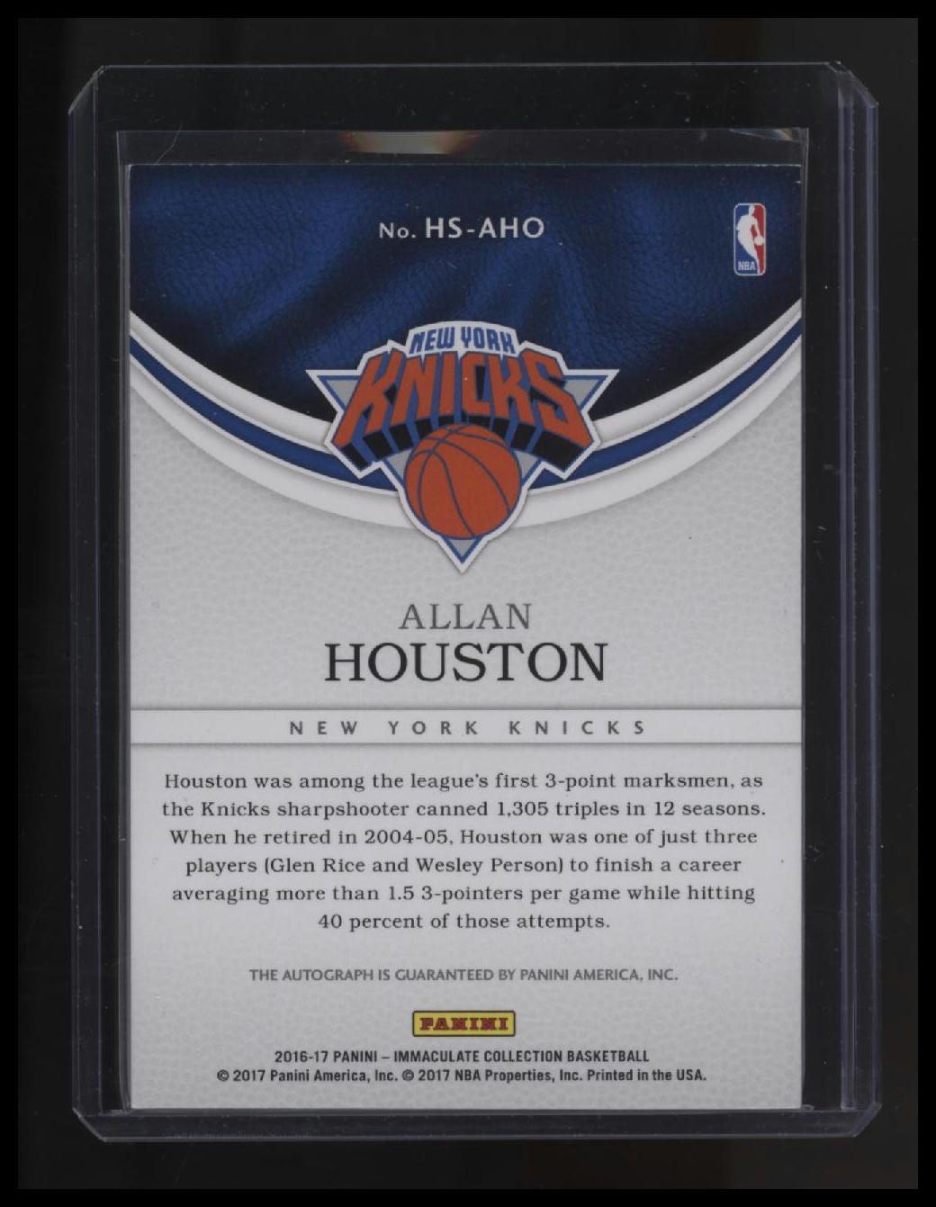 2016-17 Panini Immaculate Collection Allan Houston Heralded Signatures Red #/25