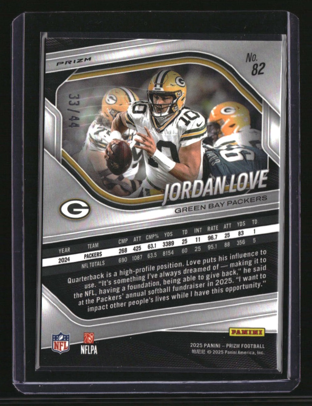 2025 Panini Prizm Jordan Love Red and Yellow #/44